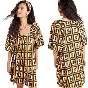 Anthropologie x Corey Lynn Calter Meriwether Geometric Shift Dress Orange Medium